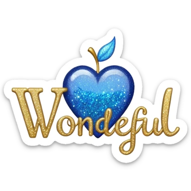 The word wonderful with glitter sticker