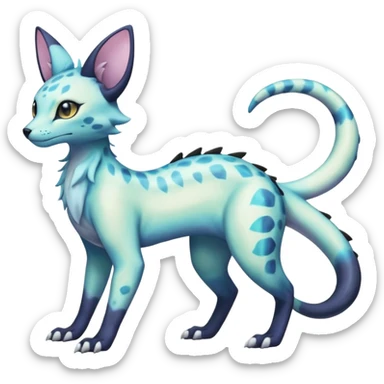 Shiny Pastel White Iridescent Celestial Salandit-Umbreon-Genet-Noivern-Noibat-Serval-Hybrid (Full body) sticker