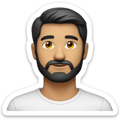 Indian white tan skin man developer in plain white shirt with sleeve up and nice medium length short black hair and beard close up profile image sticker