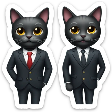 2 well dressed dark cats wearing suits and headphones sticker