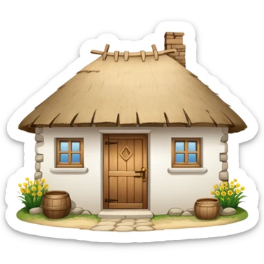 A Ukrainian peasant house with white walls sticker