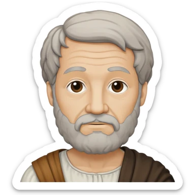 Aristotle as a black outline icon, no fill, hand-drawn look, recognizable philosopher features sticker
