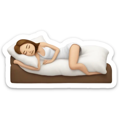 White girl with frekles Brown not curly hair sleeping peacfully without makeup on a pillow  sticker
