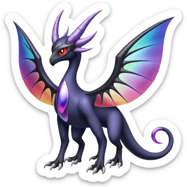Shiny Iridescent Colorful Lunala-Darkrai-Fakémon-hybrid-creature (full body)  sticker