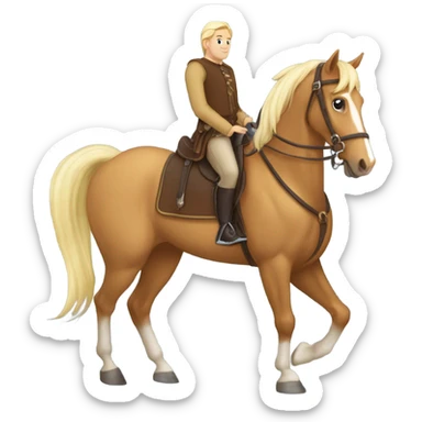 Cheval palomino cavalière brune galope  sticker