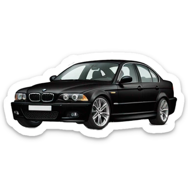 A black BMW e46 sedan facelift from the side sticker