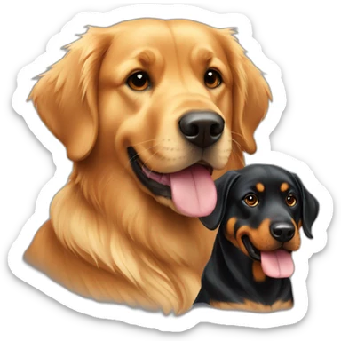 Golden retriever and rottweiller in black cabriolet sticker