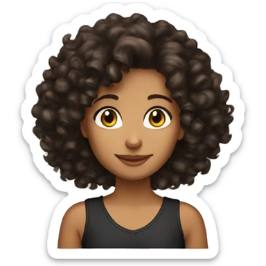 Brown curly hair tan skin girl with black curly hair tan skin mom sticker
