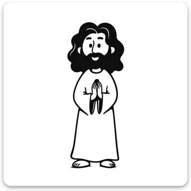 Jesus Christ with long hair and beard, wearing robes, with a kind expression sticker