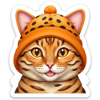 A bengal cat with hat smiling and with ¯\_(ツ)_/¯ shrug expression  sticker