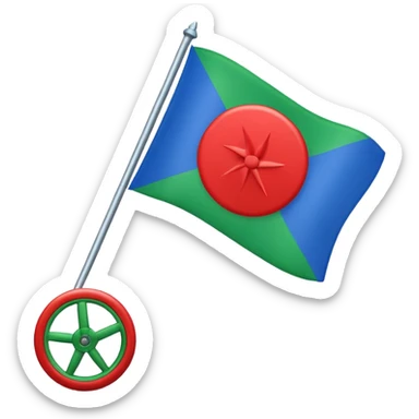 Emoji drapeau gitan bleu en haut vert en bas avec une roue rouge au millieu  sticker