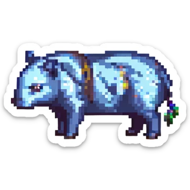 a tapir in a cute pixel art style, simple and colorful sticker