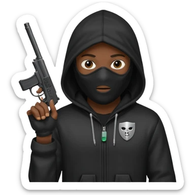 Hoodlum burglar madk and gun with switch and extended clip sticker