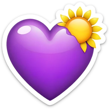 Corazón morado con sol  sticker