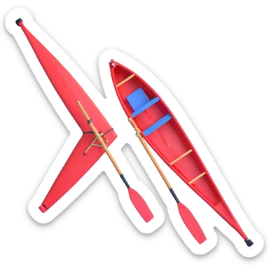 red single-person Olympic rowing boat, top view sticker