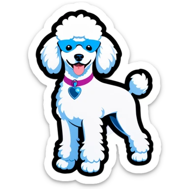 A white poodle  sticker