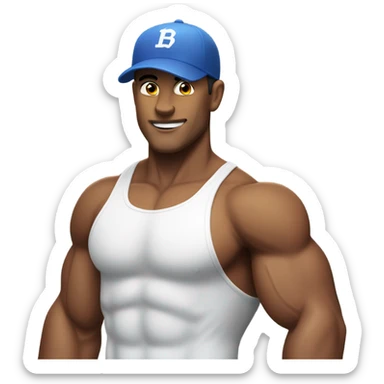 White guy  with 6 pack abs and a baseball cap  sticker