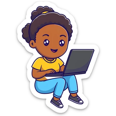 black woman coding with cheerful expression sticker