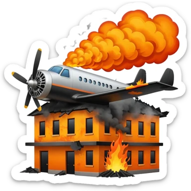 Plane crash into building sticker