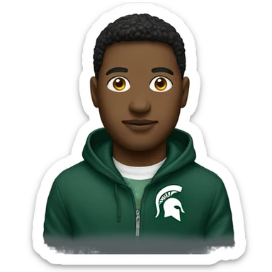 Person wearing Michigan state sweatshirt  sticker