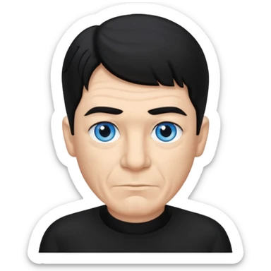 Shemp Howard from the Three Stooges with blue eyes, black hair, black outfit sticker