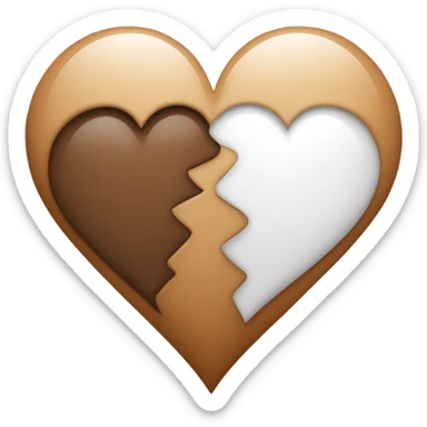 Brown heart and white heart mixing sticker