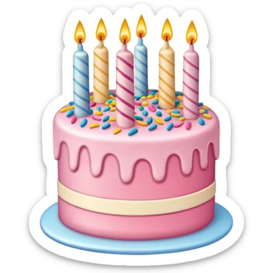 Make a pink birth day cake sticker