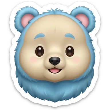 Cute pastel chibi bear emoji sticker, round face, big eyes, simple lines, 1:1 icon, no text sticker