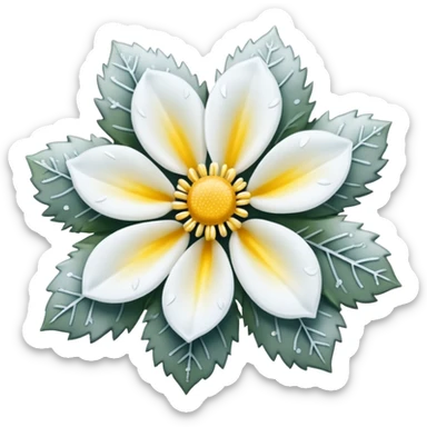 A tiny winter bloom dusted lightly with frost crystals. sticker
