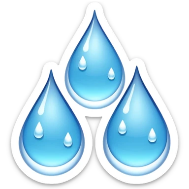 three equally sized droplets stacked on top of each other with two other droplets going outward from the middle droplet sticker