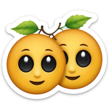 emoji, feuille d'érable couleur vermeille, deux yeux ronds noirs brillants sticker