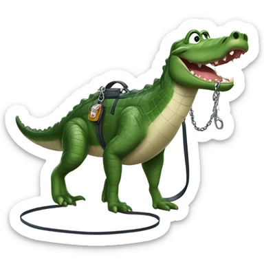Alligator walking a dog sticker