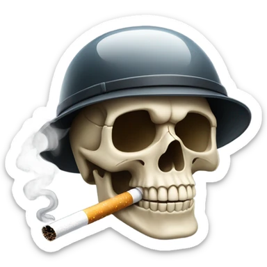 Skull smoking wearing a helmet sticker