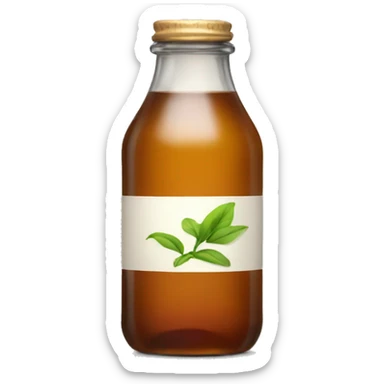glass bottle with tea sticker