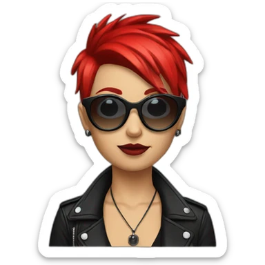Female punk,sun glasses,Earrings, red and black short hair sticker