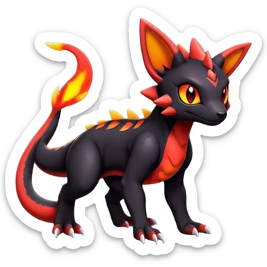 Cute Shiny Guilmon-Quilava-Salandit-Umbreon-Fakémon-hybrid-creature (full body)  sticker