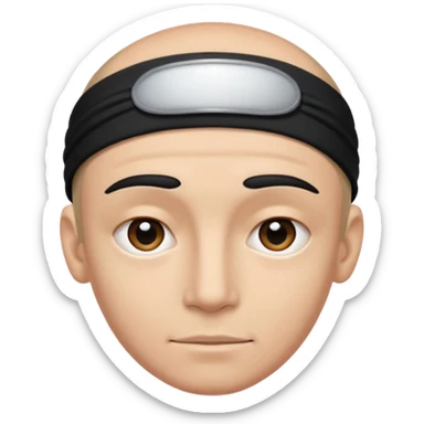 necesito la cara de un hombre con una vincha de color negro en la frente. la vincha tiene que ser angosta y tiene que estar en la frente del hombre, arriba de los ojos y abajo del pelo. sticker