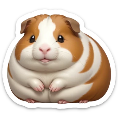 Meme-Worthy Cute Sleeping Brown and White Banded Guinea Pig Portrait Emoji, Head resting peacefully with a contented smile, showcasing a delightfully chubby build and a luxuriously soft banded coat of brown and white, eyes shut in a serene, cozy nap, Simplified yet hilariously adorable features, highly detailed, glowing with a soft, drowsy light, high shine, relaxed and utterly lovable, stylized with an air of playful laziness, bright and heartwarming, soft glowing outline, capturing the essence of a comically sleepy guinea pig, so meme-worthy it feels like it could instantly become the next viral sensation of adorable slumber! sticker