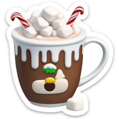 Hot chocolate with marshmallows Christmas themed  sticker