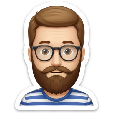 glasses man with long beard and striped shirt sticker