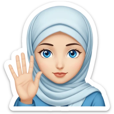 Turkish beautiful finish Konya girl blue eyes with hijab and says saying love with hand gesture sticker
