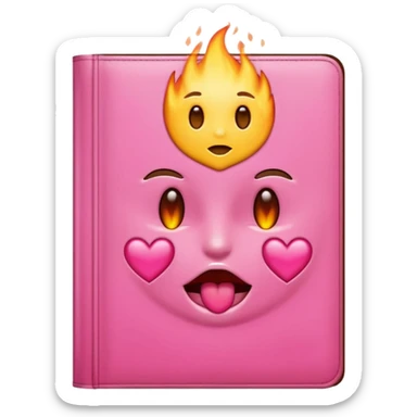 a pink book that’s labeled “burn book” with kissing emojis sticker