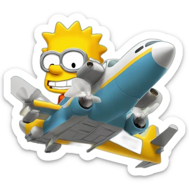 bart simpson en avion sticker