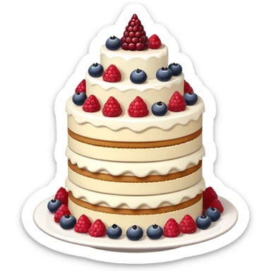 A layered tower of desserts with frosting sticker