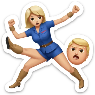woman kicking donald trump in the testicles sticker