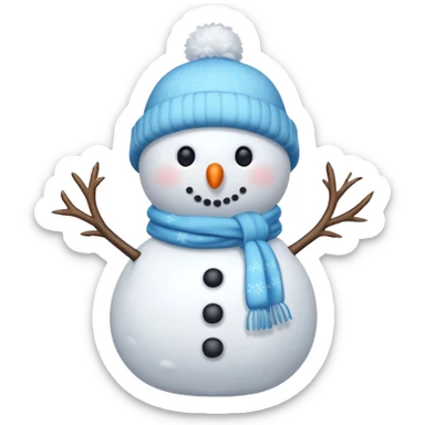 Cute snowman full body with snow sticker