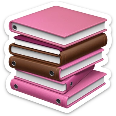 pink and brown file pile of 3 sticker