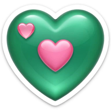 emerald heart with one mini pink heart inside of it  sticker