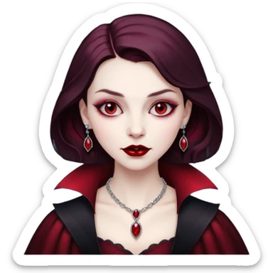 Vampire lady Pale queen with ruby necklace sticker