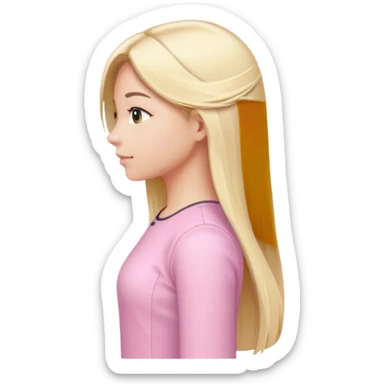 girl in light pink clothes, blonde with long straight hair, side view, variation 2 sticker